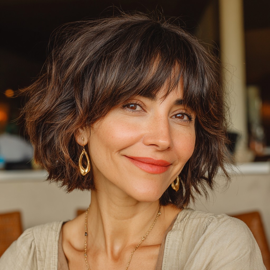 Textured Bob with Soft Bangs for Effortless Style