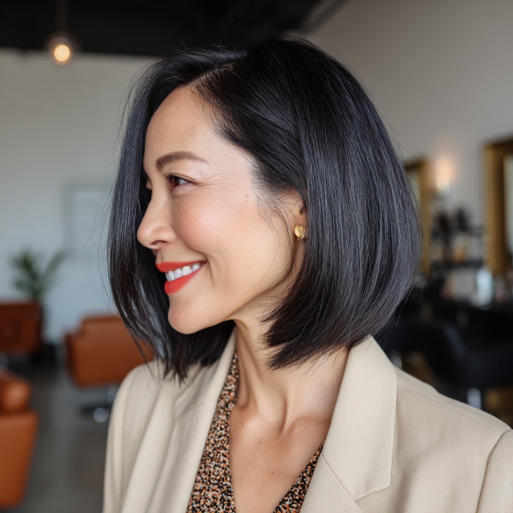 Sleek Blunt Bob with Subtle Volume