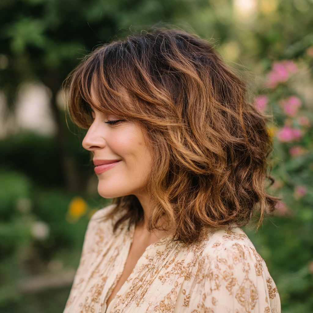 Textured Long Bob with Soft Waves and Face-Framing Layers