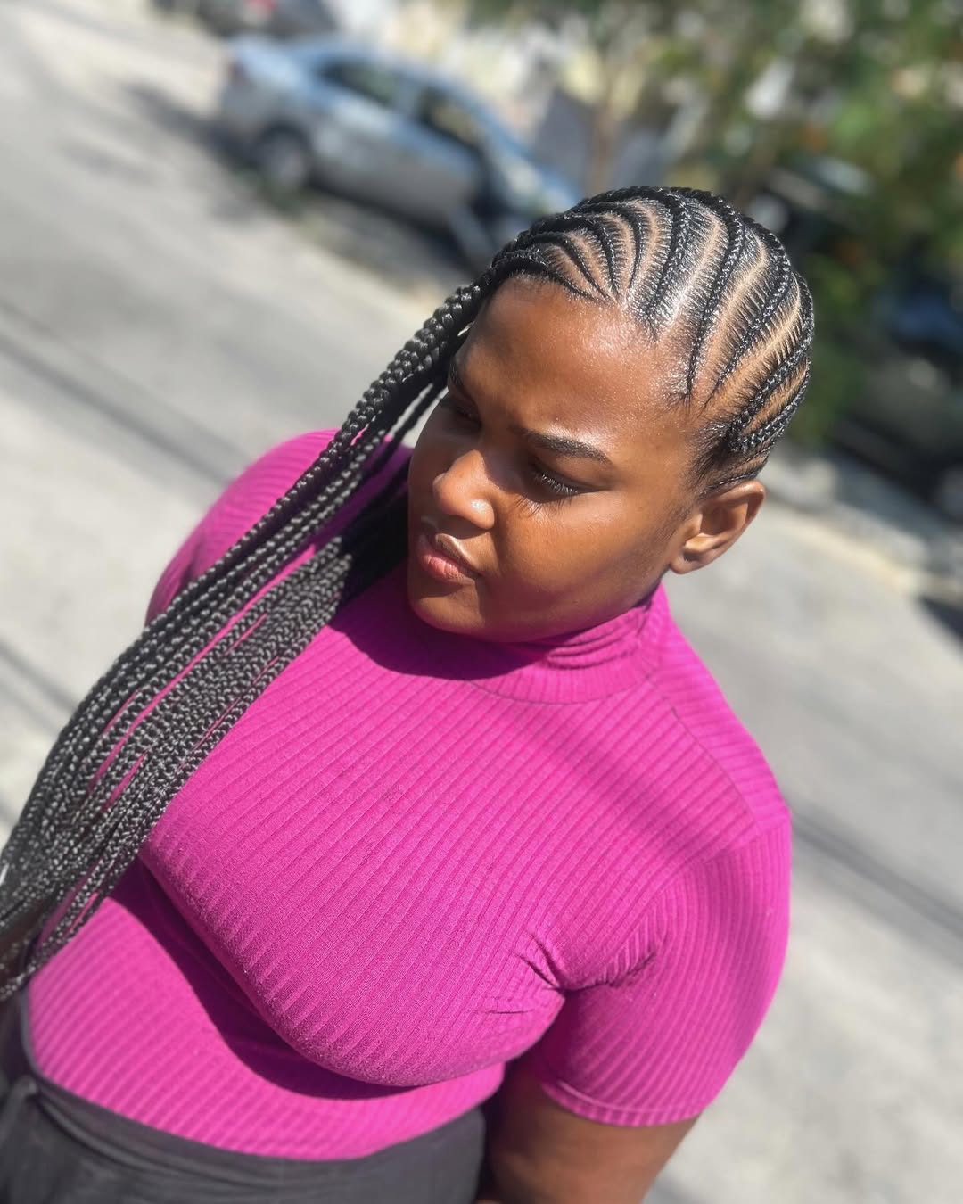 Chic Side-Swept Lemonade Braids with Intricate Patterns