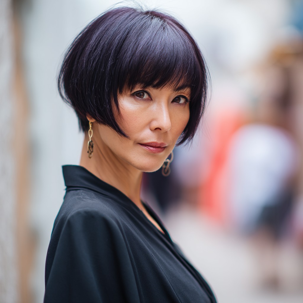 Chic Textured Inverted Bob with Soft Bangs