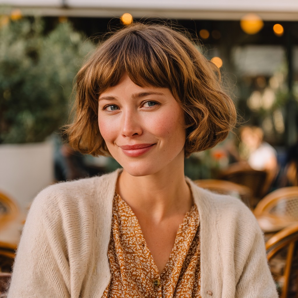 Playful Textured 90s Bob with Soft Bangs