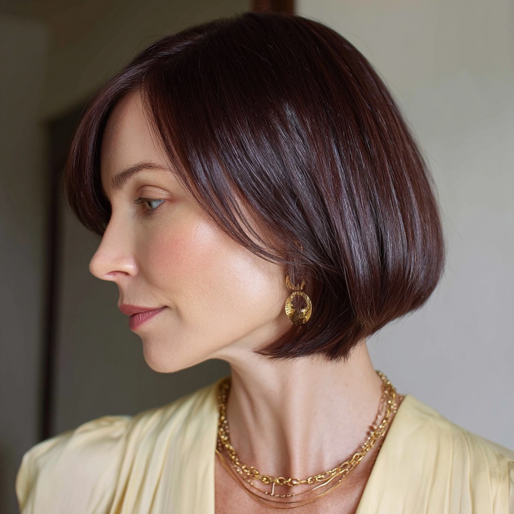 Sleek Angular Bob with Subtle Rich Tones