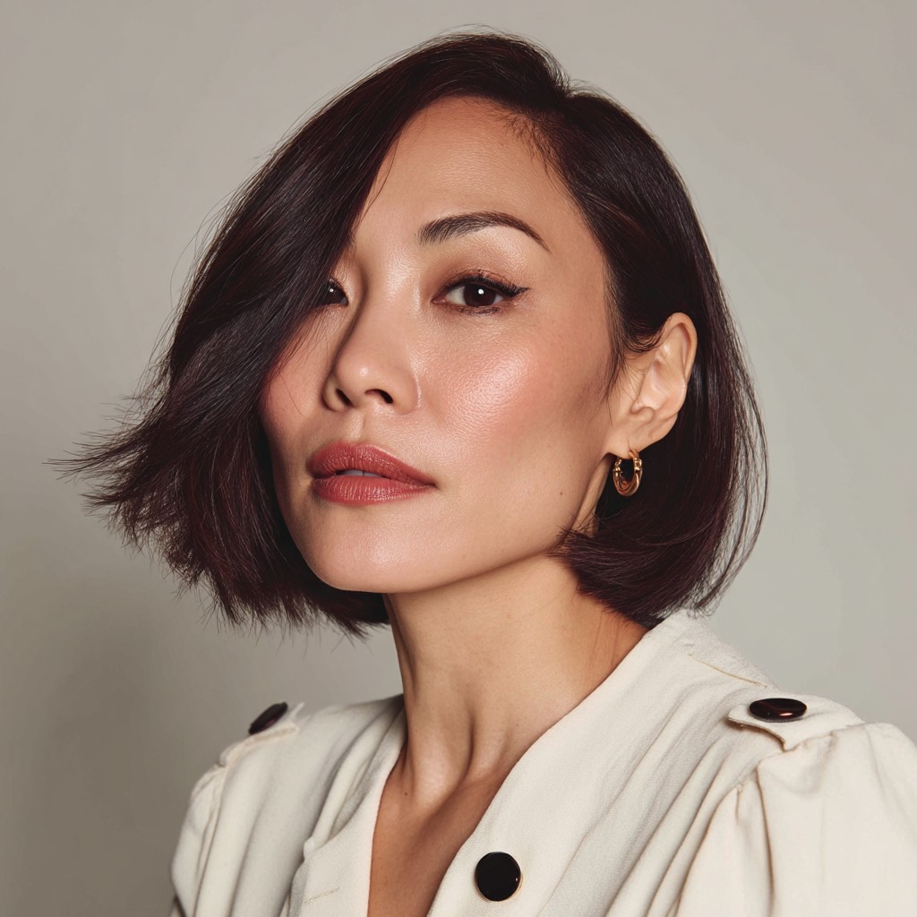 Chic Angular Chin-Length Bob with Soft Movement