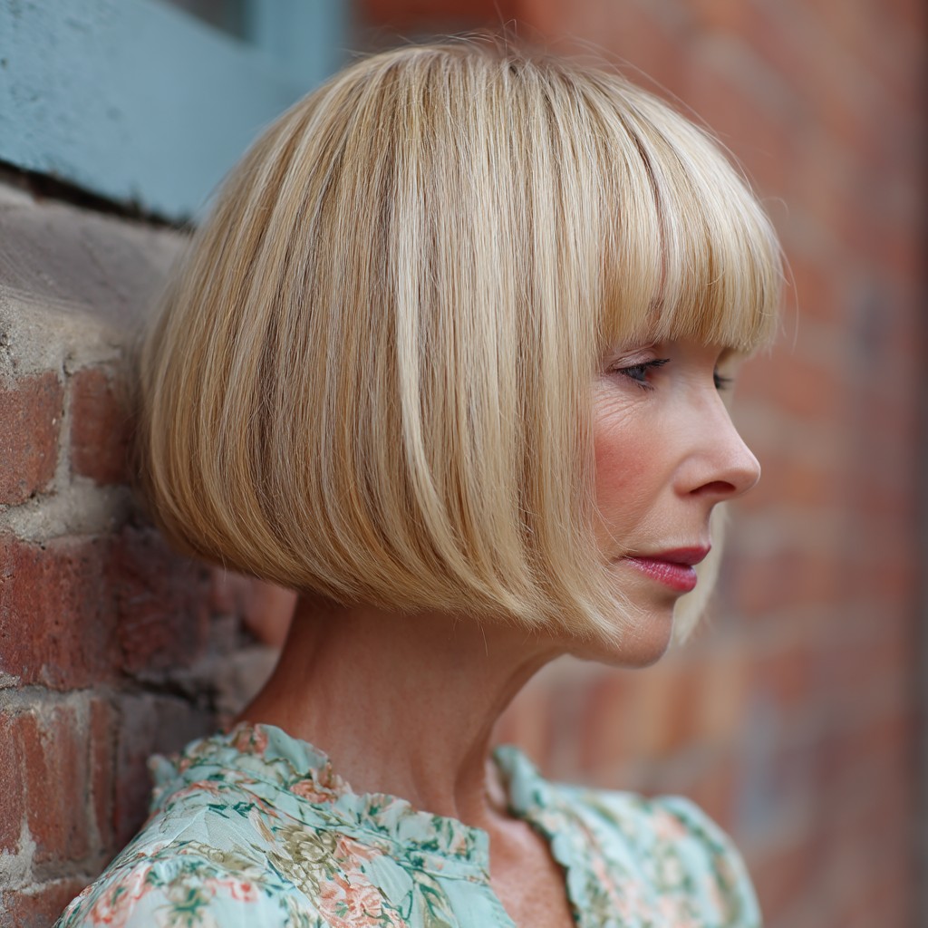 Classic Textured Chin-Length Bob with Soft Bangs