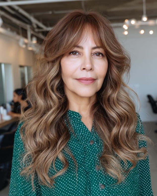 Dynamic Long Layers with Curtain Bangs
