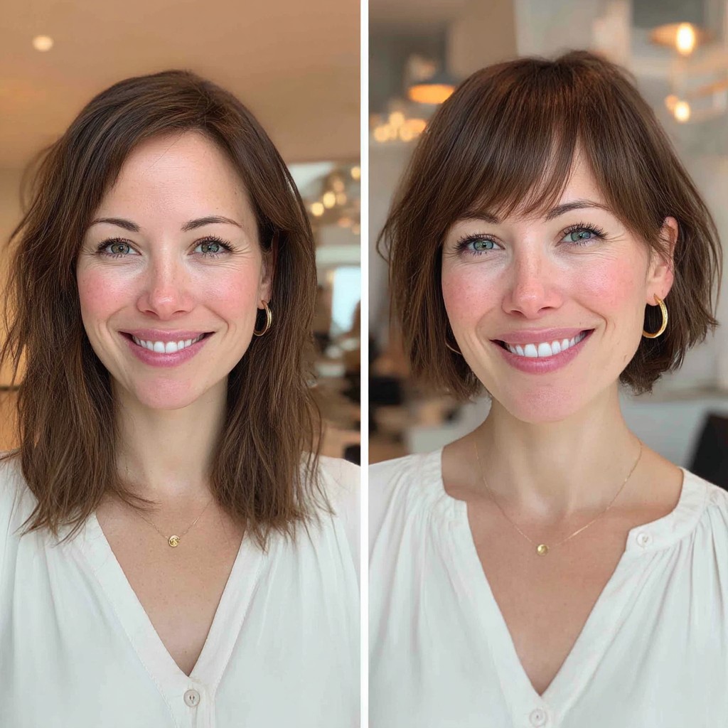 Chic French Bangs with Soft Layers