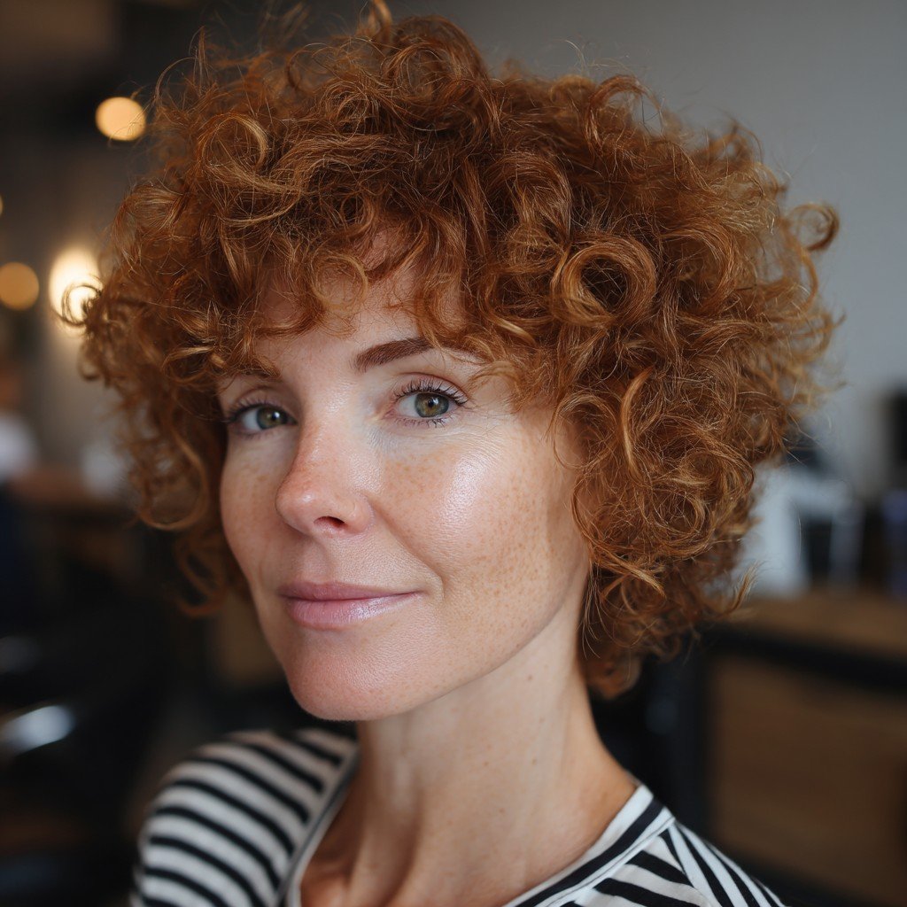Dynamic Curly Bangs with Volume and Texture