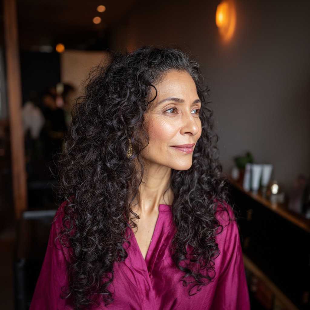 Gorgeous Long Curly Black Hair with Defined Volume