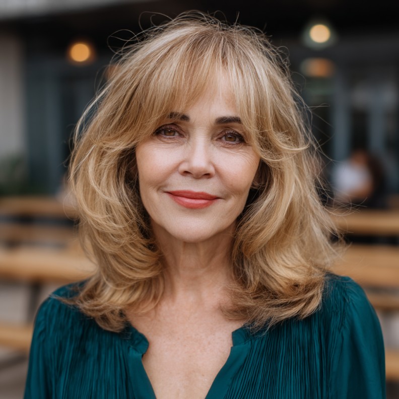 Softly Layered Butterfly Cut with Face-Framing Bangs