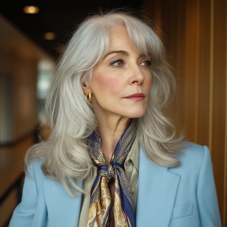 Textured Butterfly Cut with Soft Silver Waves