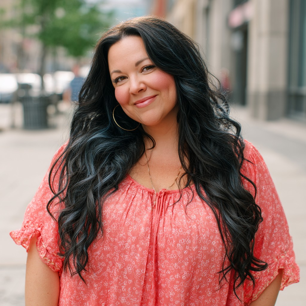 Voluminous Black Long Hair with Soft Loose Curls
