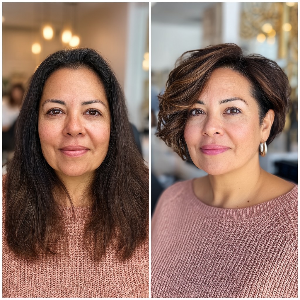 Dynamic Textured Bob with Soft Curls