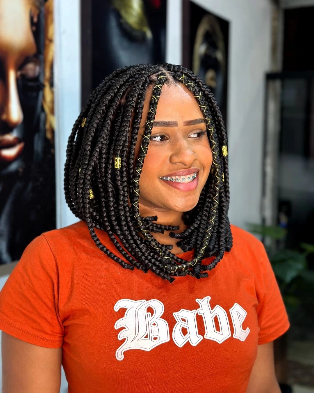 Bold Jumbo Braids with Decorative Gold Accents