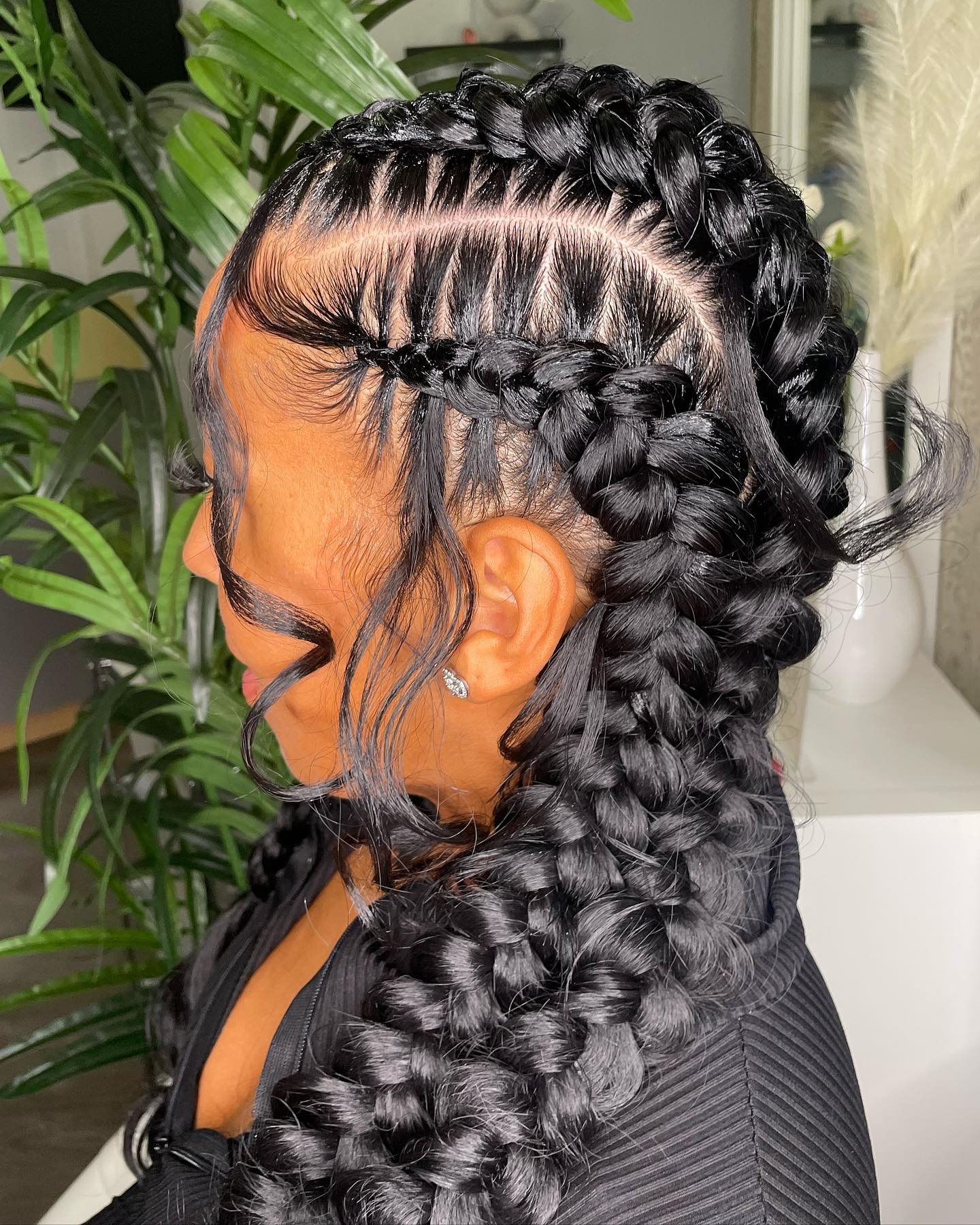Bold Jumbo Braids with Defined Parting
