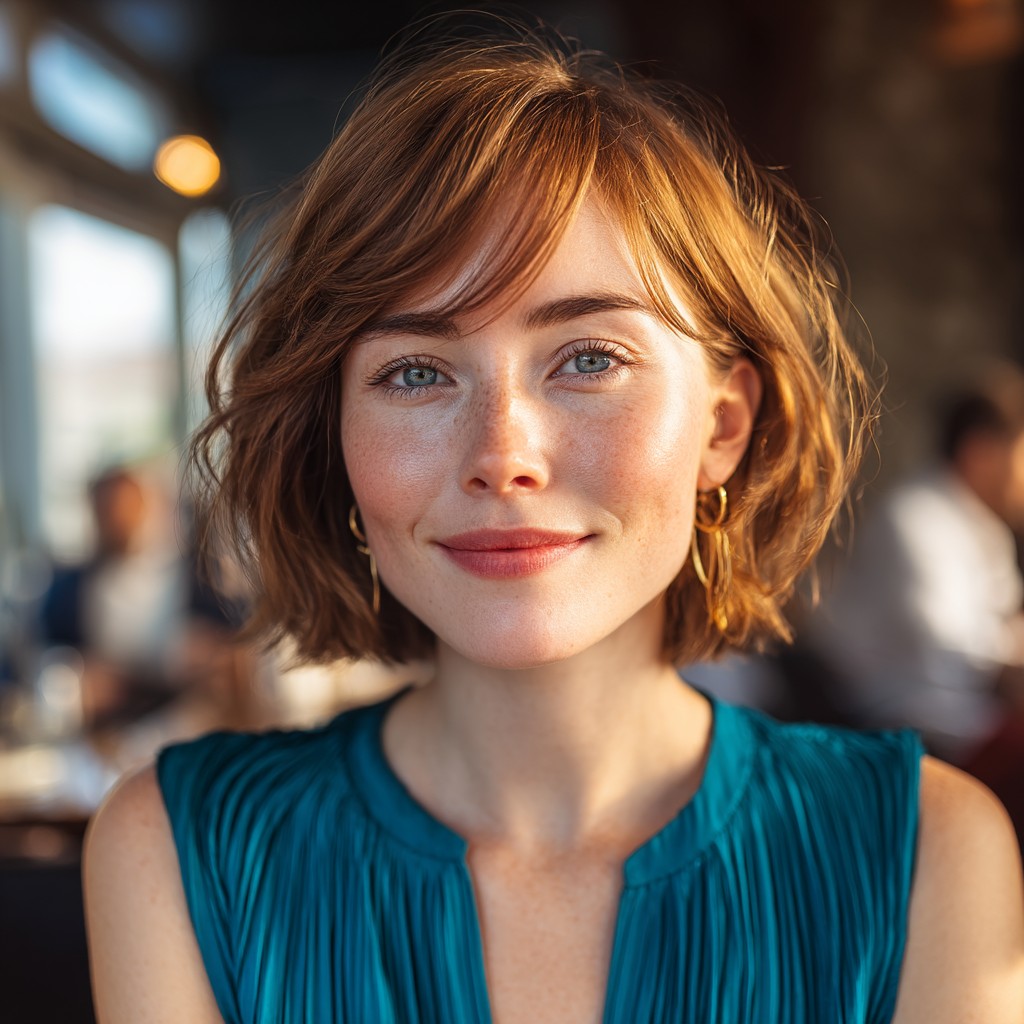Charming Feathered Bob with Soft Waves