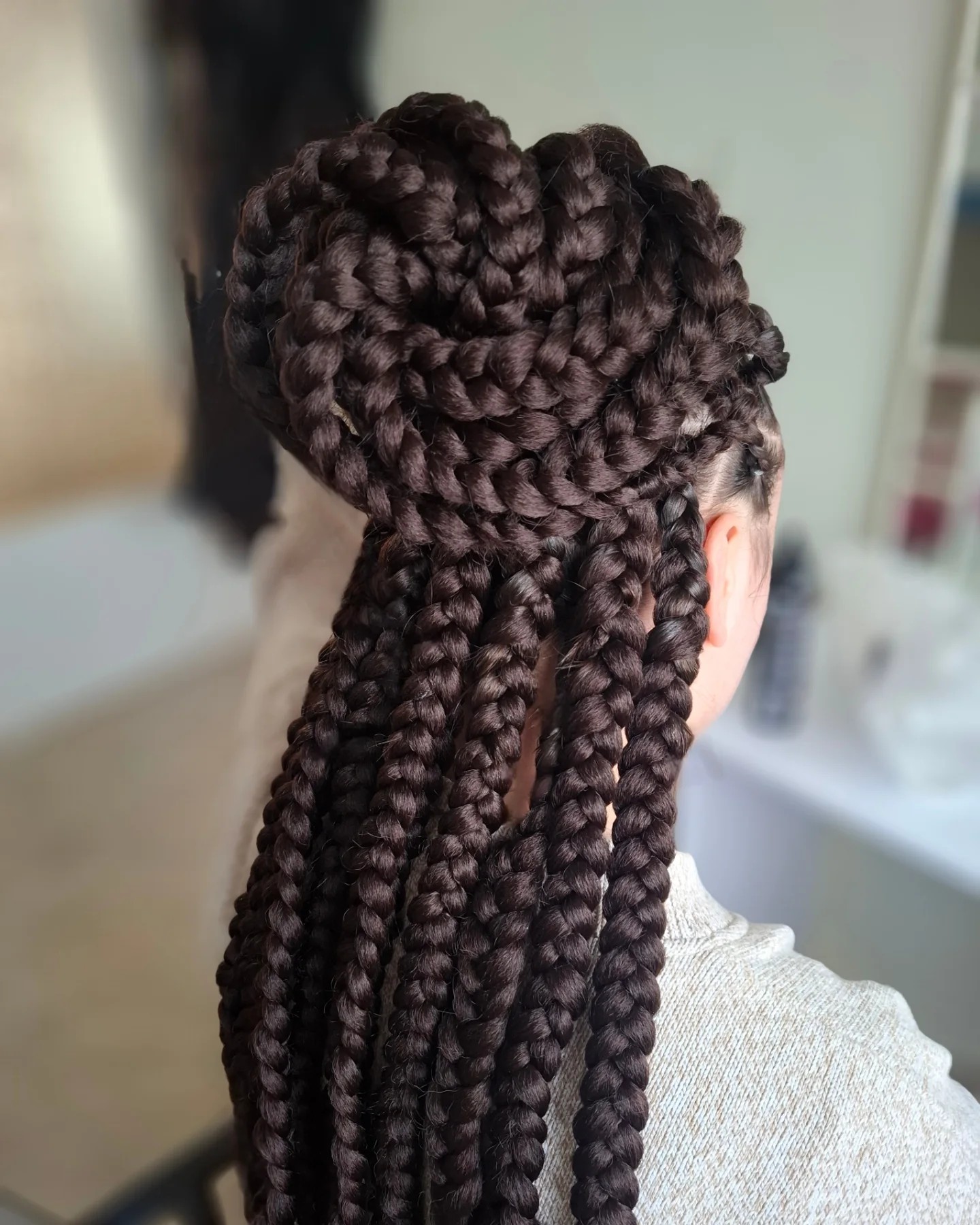 Intricate Jumbo Braids with Unique Crown Design