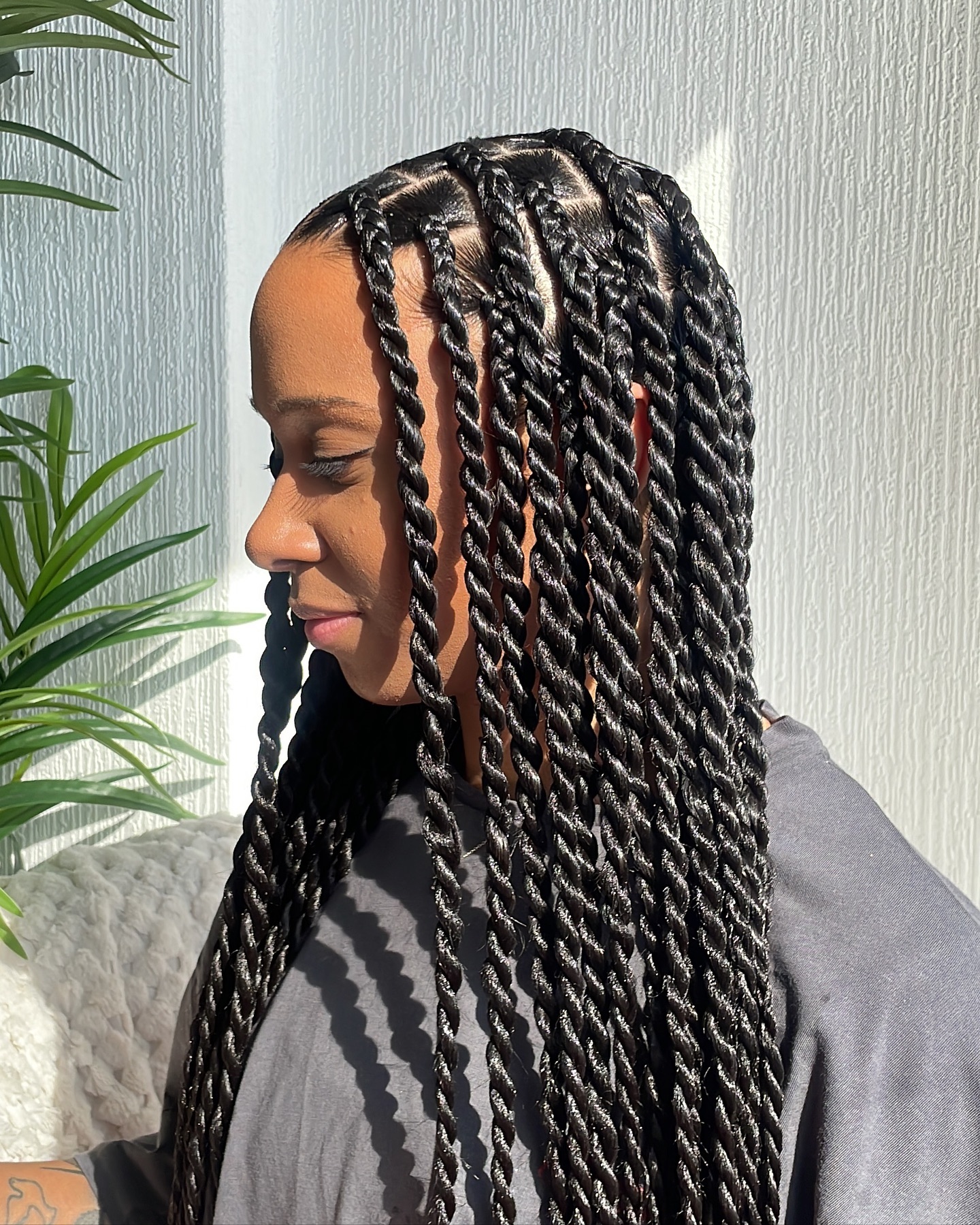 Textured Jumbo Twists with Intricate Parting