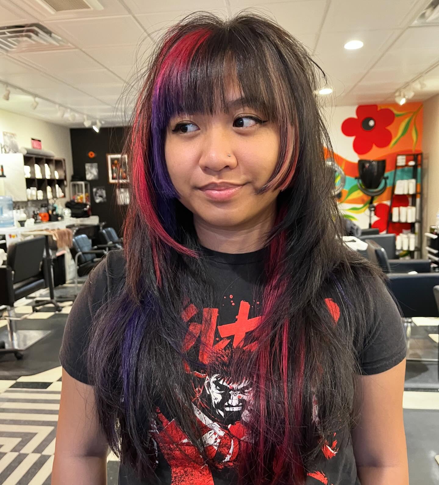 Vibrant Hime Cut with Bold Highlights