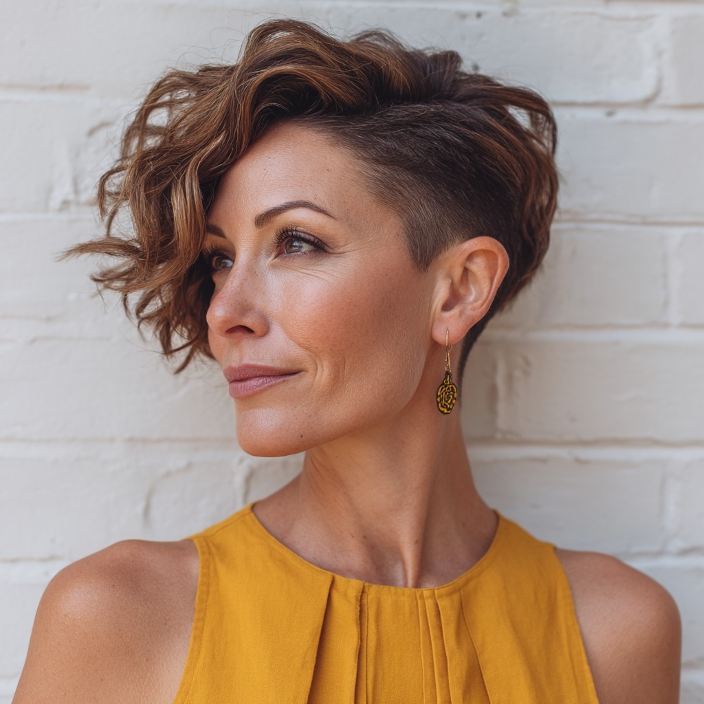 Chic Curly Undercut with Textured Volume