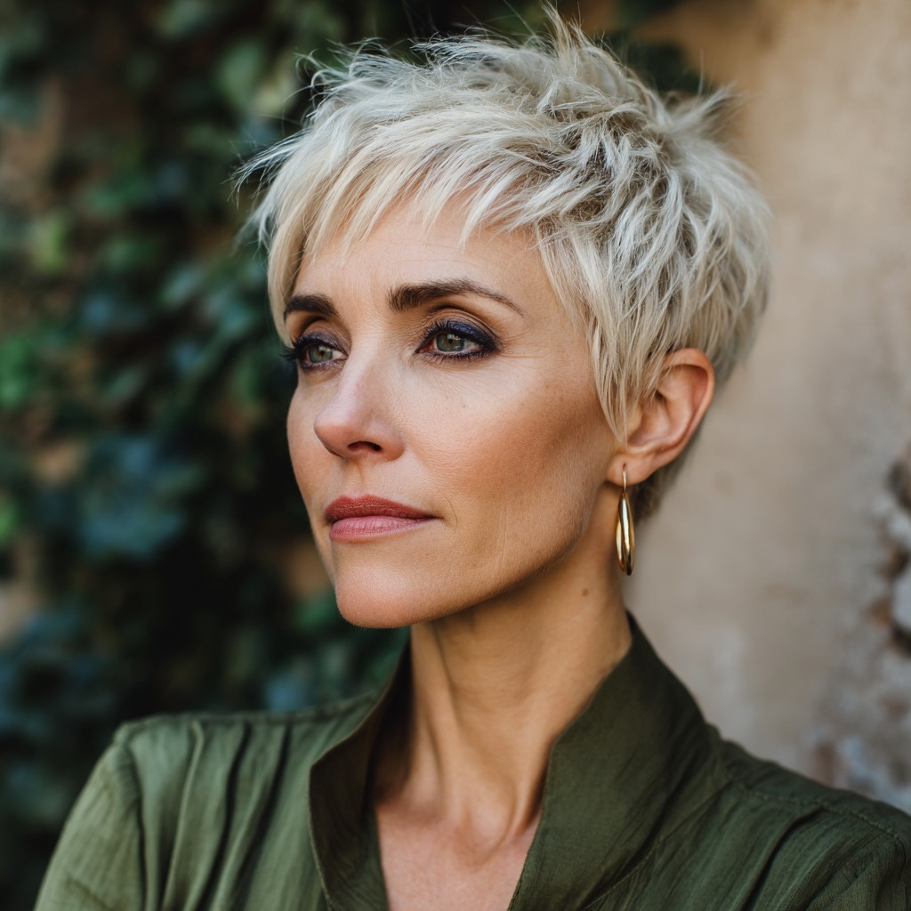 Chic Textured Blonde Pixie Cut with Defined Layers