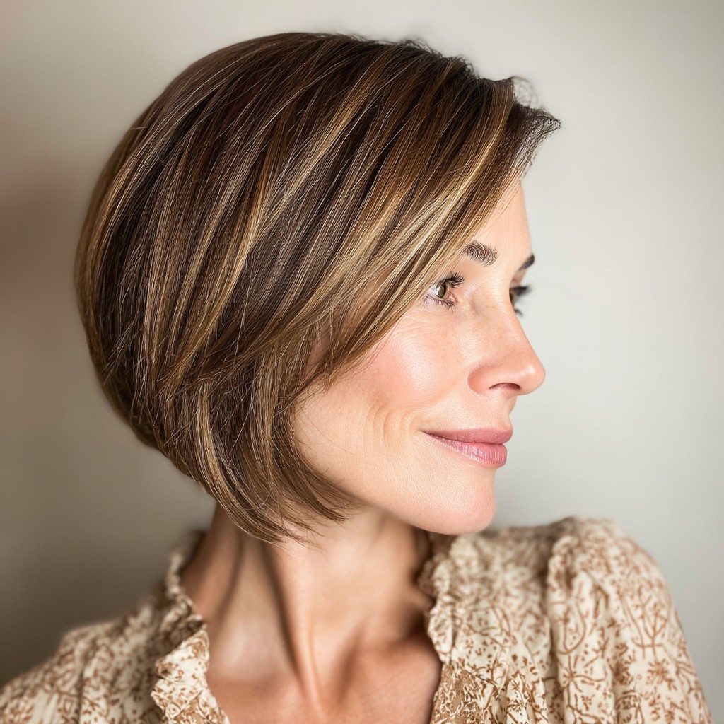 Elegant Textured Bob with Subtle Highlights