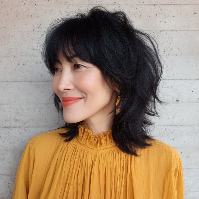 Chic Textured Mid-Length Shag with Soft Layers