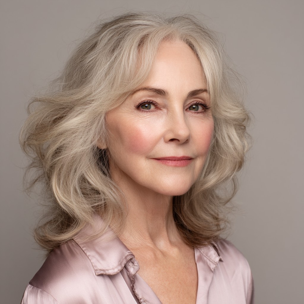 Softly Textured Medium-Length Cut with Subtle Waves