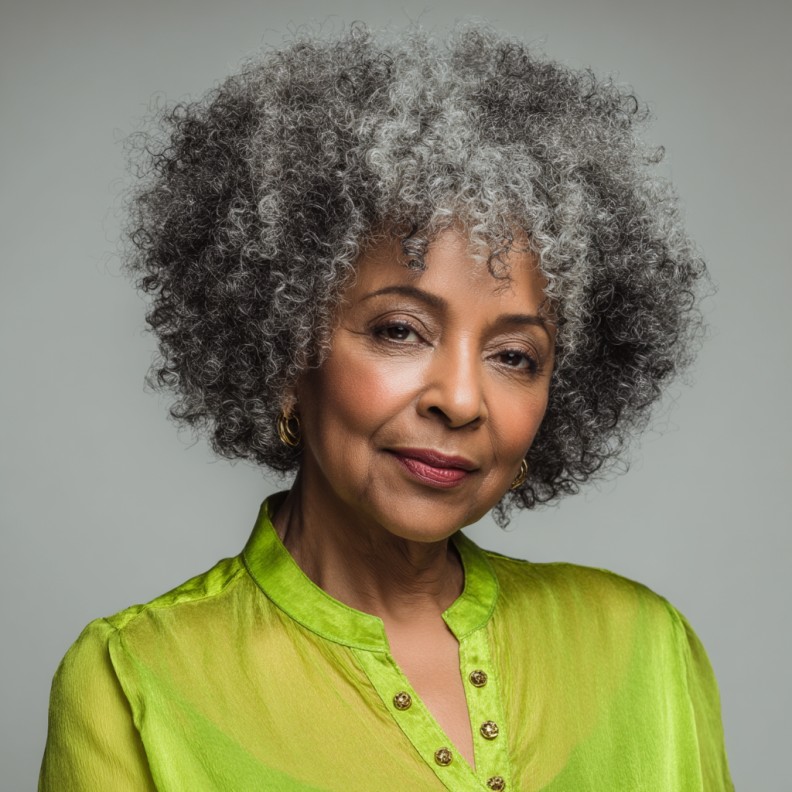 Textured Curly Halo with Silver Highlights