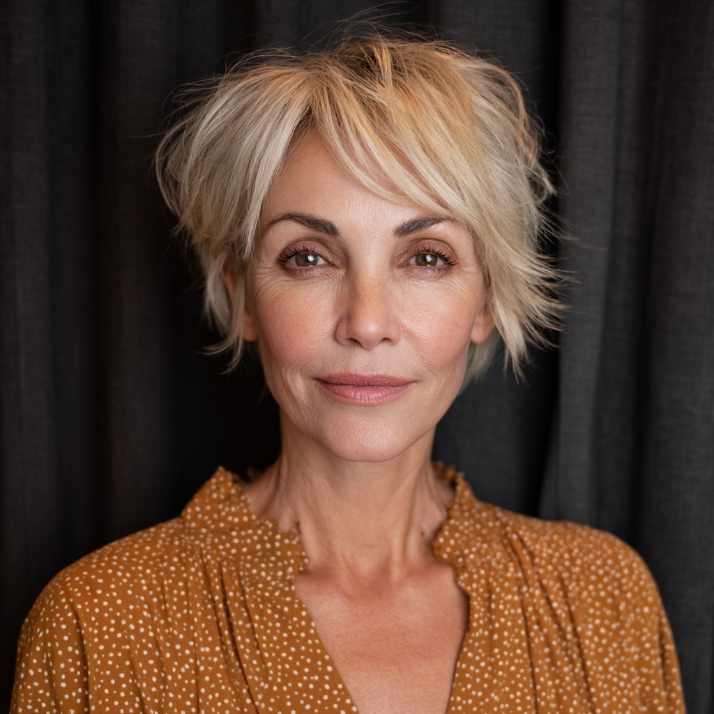 Textured Short Pixie Cut with Soft Bangs