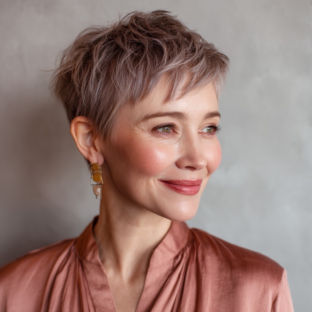 Textured Short Shag with Subtle Lavender Tones