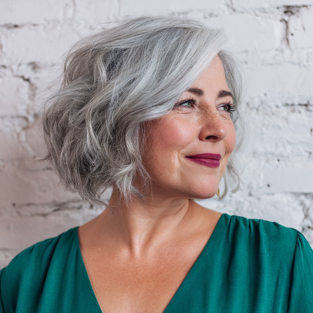 Textured Silver Bob with Subtle Waves