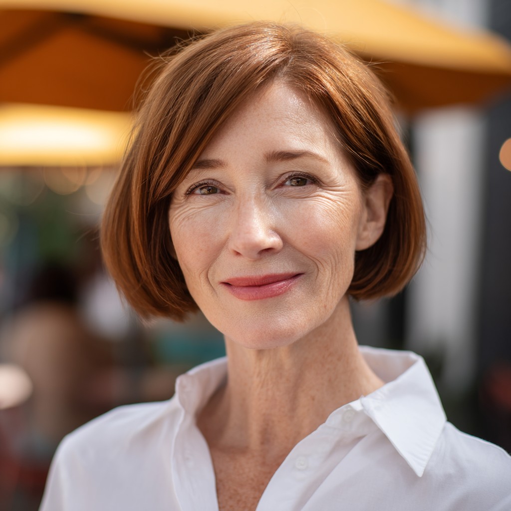 Warm Red Blunt Bob with Soft Glossy Finish