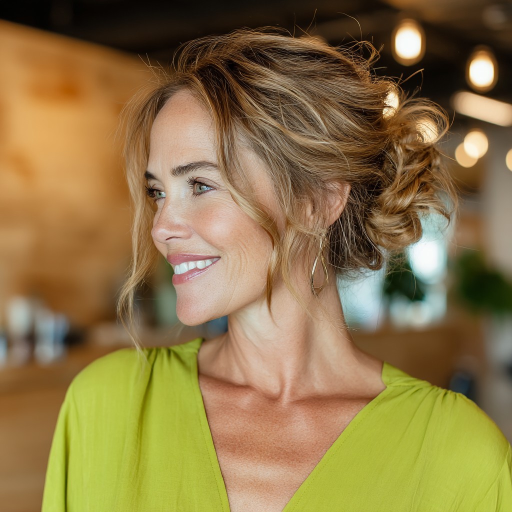 Chic Effortless Twisted Updo with Soft Waves