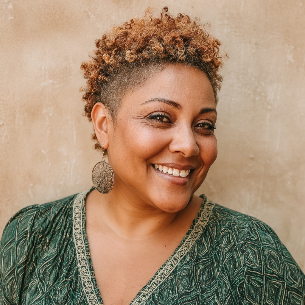 Chic Tapered Curly Pixie with Defined Curls