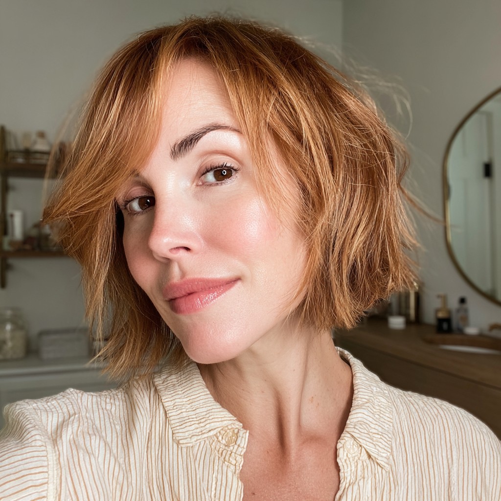 Choppy Textured Blunt Bob with Subtle Layers