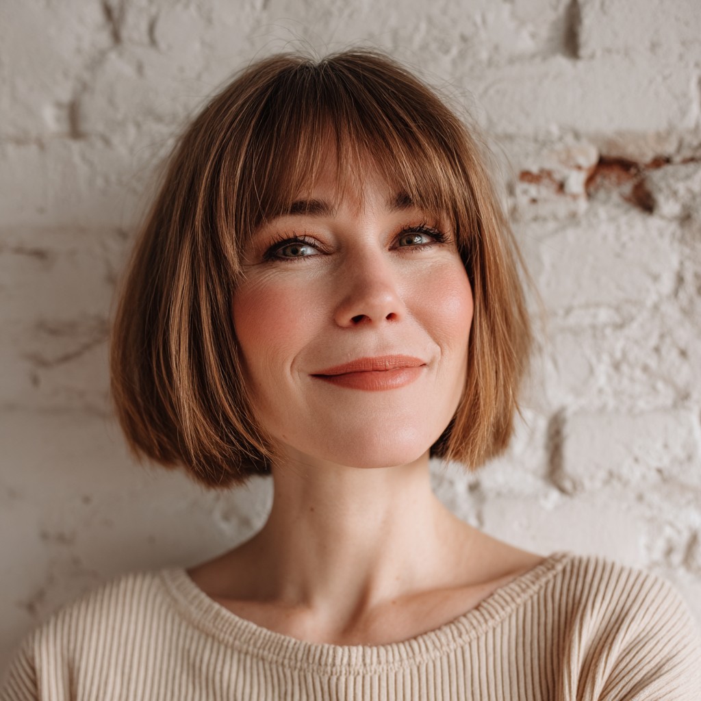 Classic Blunt Bob with Soft Fringe