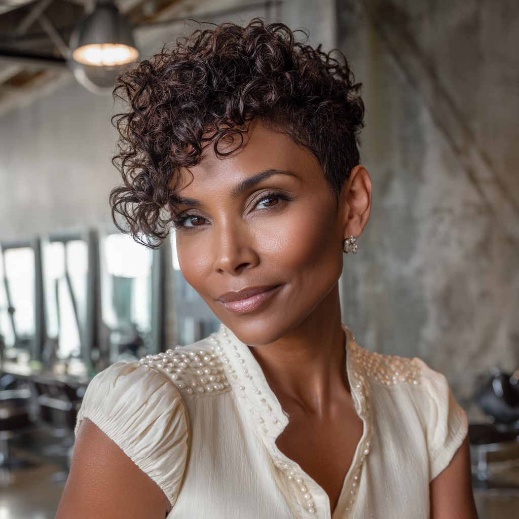 Elegant Short Curly Pixie with Defined Curls