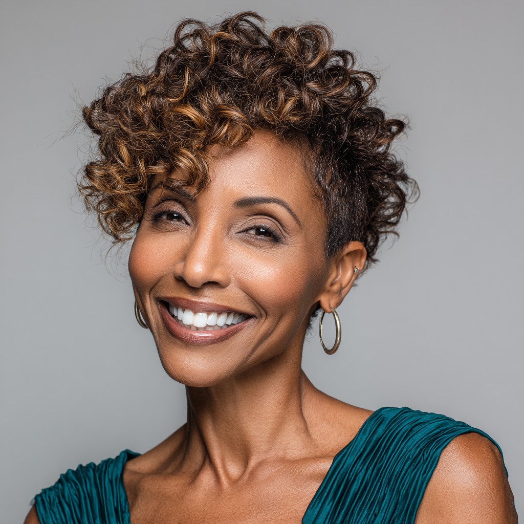 Elegant Short Curly Pixie with Defined Volume