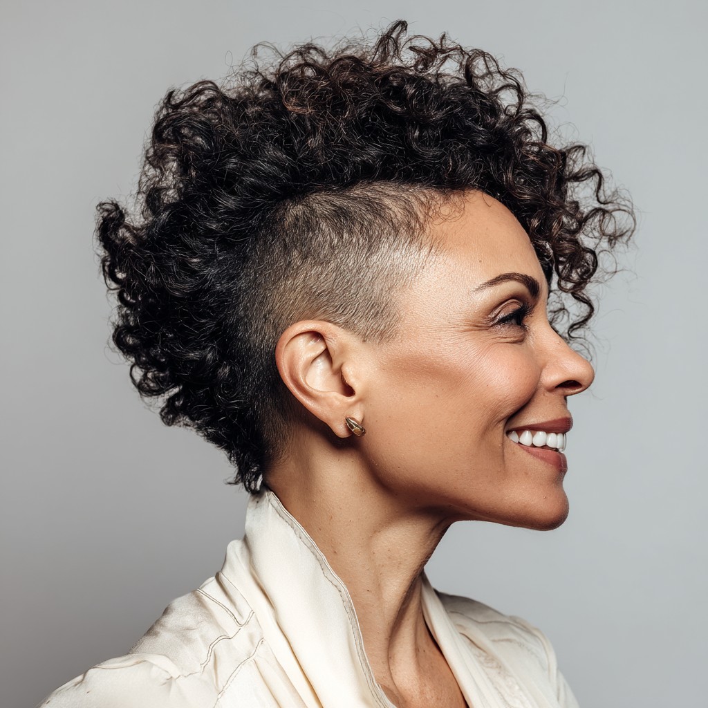 Modern Curly Pixie with Undercut and Defined Curls