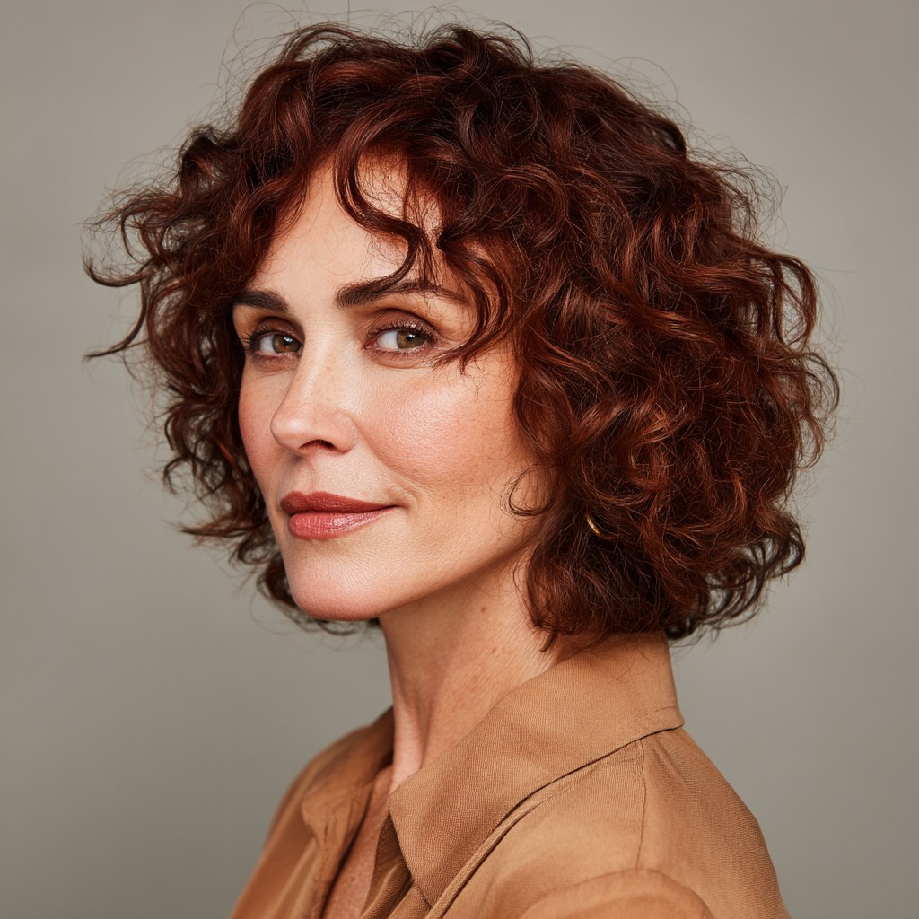 Textured Curly Bob with Defined Layers