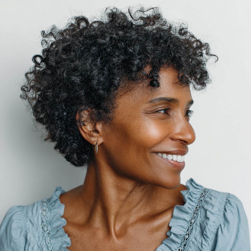 Textured Short Curly Pixie with Voluminous Curls