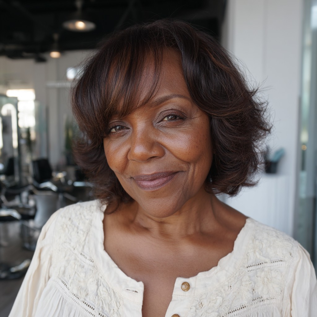Charming Feathered Bob with Soft Waves