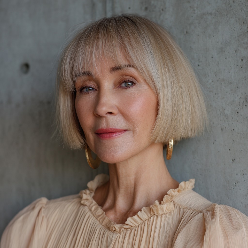 Modern Blunt Bob with Soft Bangs