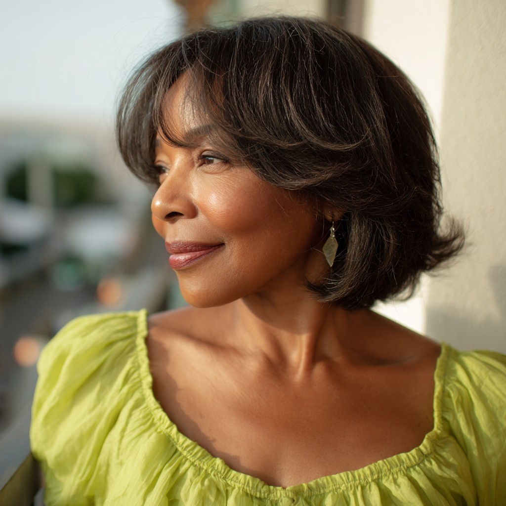 Softly Layered Feathered Bob with Gentle Bangs