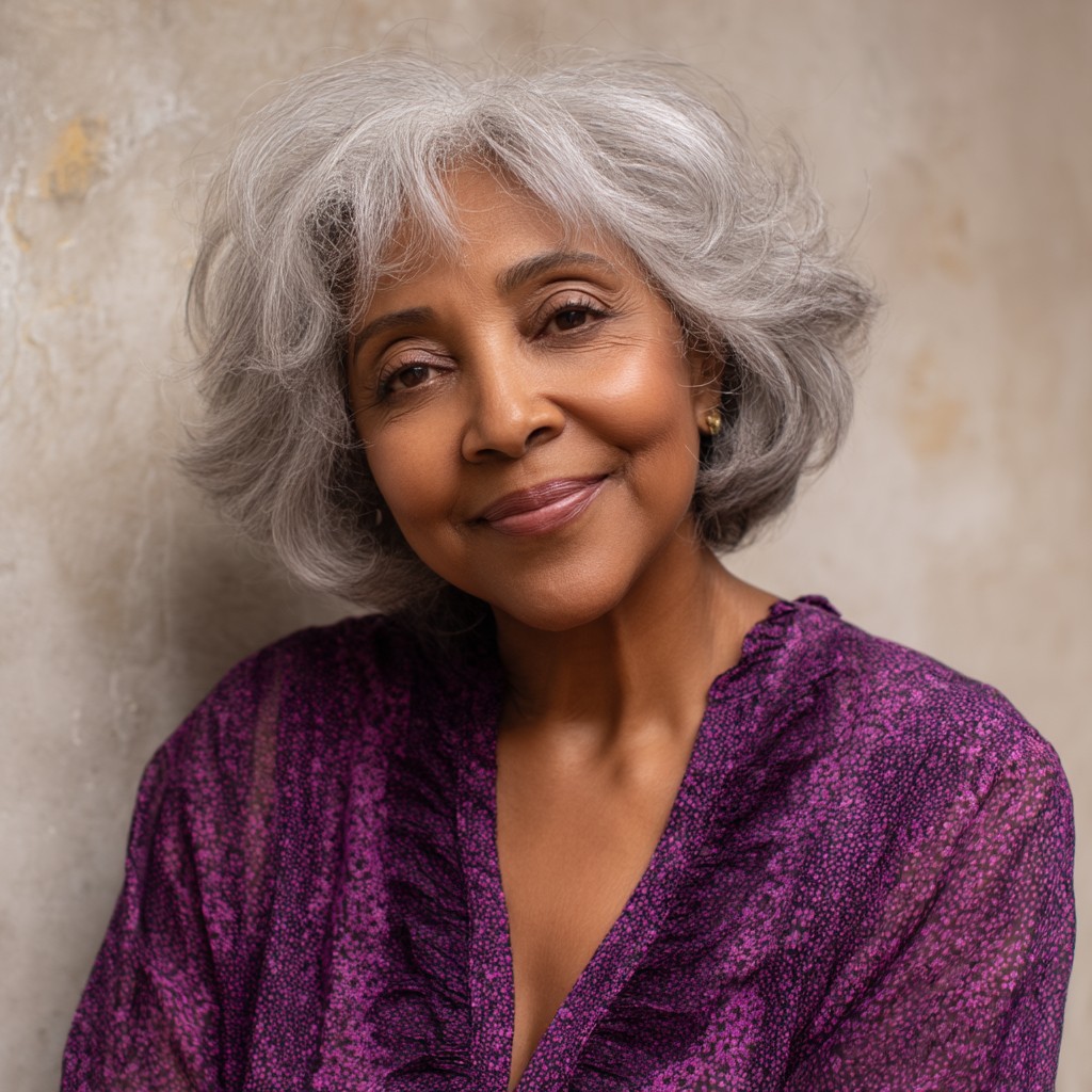 Textured Long Feathered Bob with Gentle Waves