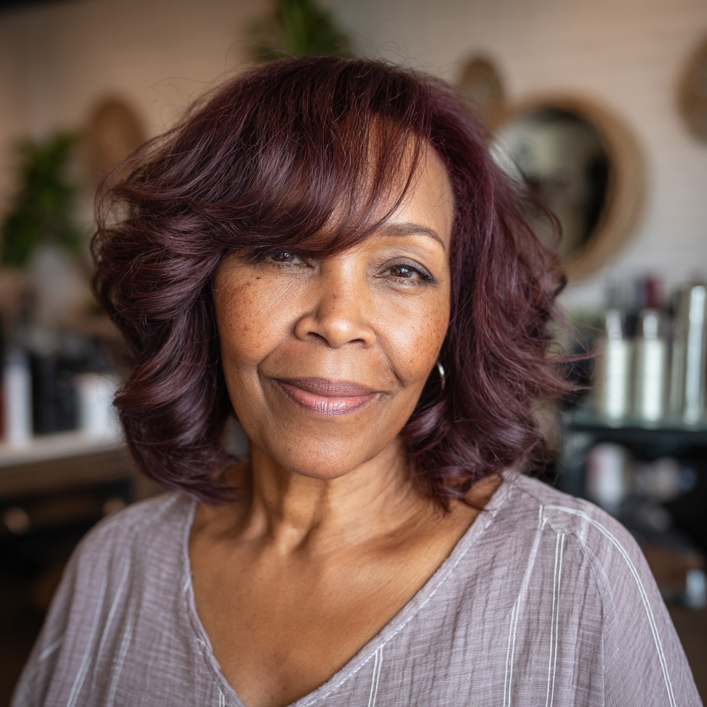 Vibrant Feathered Bob with Soft Waves