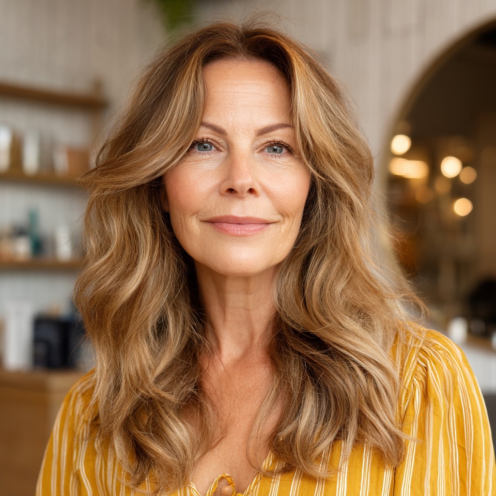 Beautifully Textured Golden Waves with Soft Layers
