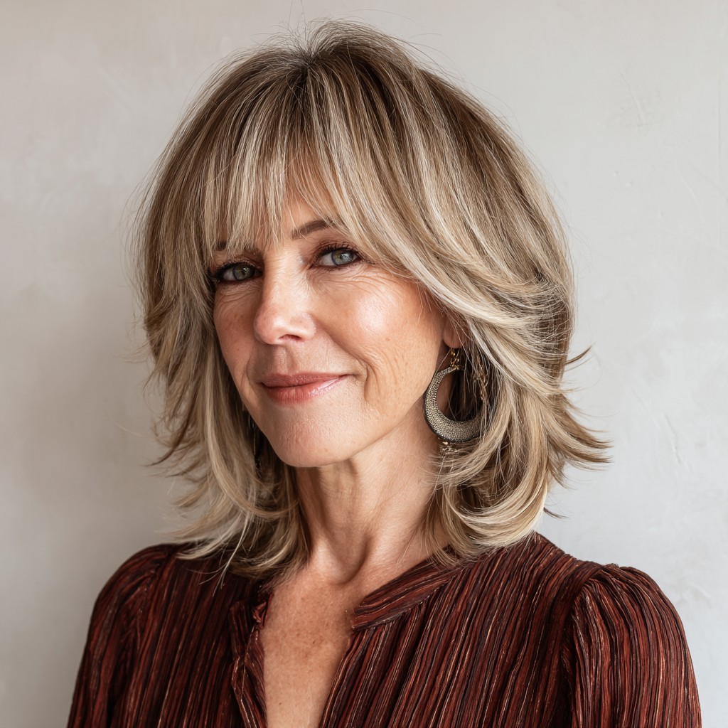 Chic Layered Shag with Face-Framing Bangs