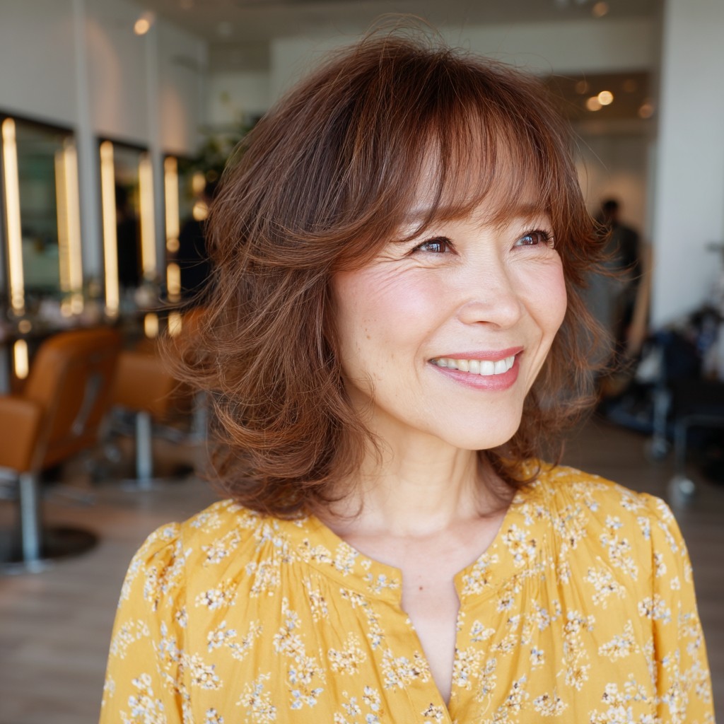 Chic Layered Shoulder-Length Bob with Face-Framing Bangs